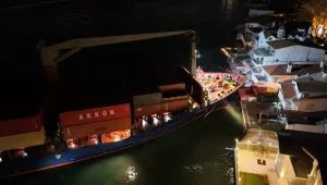 İstanbul Boğazı’nda dümen arızası yaşayan gemi yalıya çarpmadan karaya oturdu