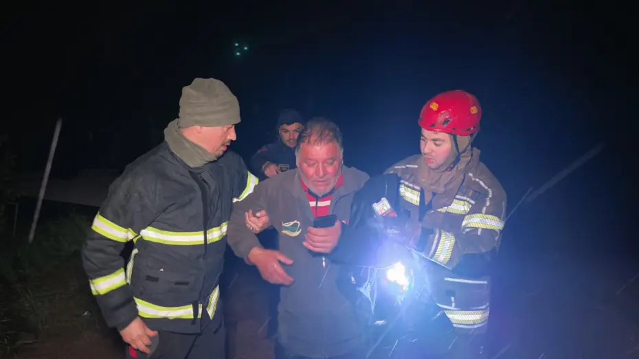 İnegöl’de Taşan Dere Çiftlik Sahibini Mahsur Bıraktı, Dram Dolu Kurtarma Operasyonu