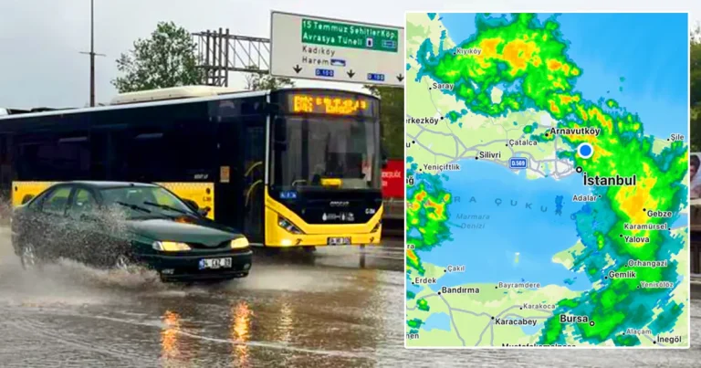 İstanbul’da ani sağanak yağmur yolları göle çevirdi, trafik kitlendi