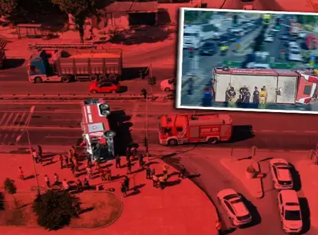 D-100 Karayolu’nda yangın ihbarına giden itfaiye aracı kaza yaparak yan yattı