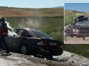 Yozgat’ta devrilen otomobilin alev alması sonucu bir kişi hayatını kaybetti, üç kişi yaralandı